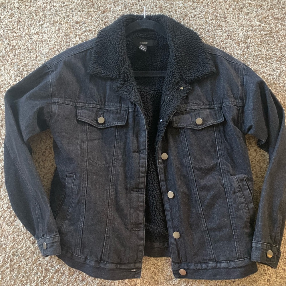Black jean Sherpa jacket